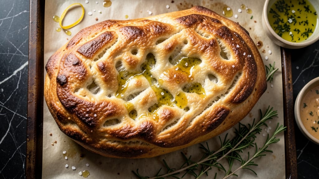 Arrowhead Mills Focaccia Bread Loaf Recipe: Olive Oil Poofed Crust With Herby Swirls Inside