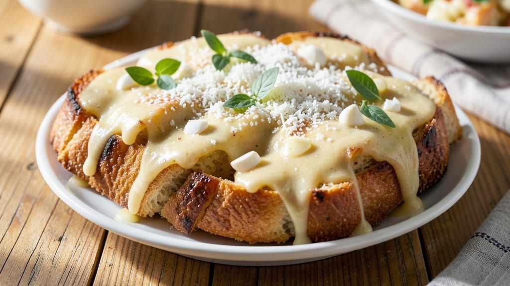 Alfredo Garlic Bread Recipe: Buttery Garlic-Infused Crust With Gooey Cheese Pulls
