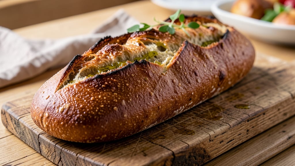 Authentic Crusty Italian Bread Recipe: Olive Oil Poached Crust With Foil-Sealed Softness