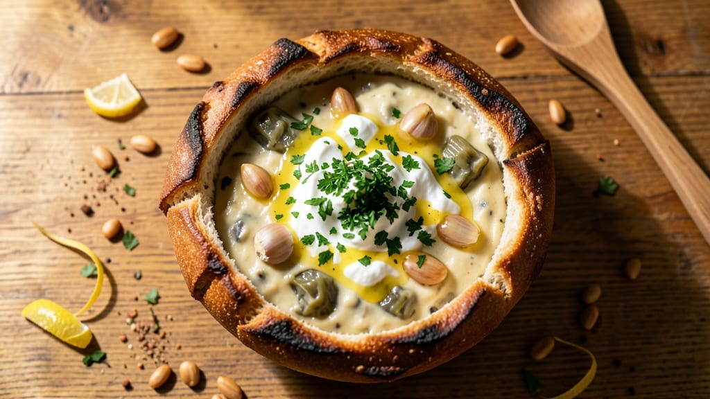 Artichoke Dip in Bread Bowl Recipe: Warm, Gooey Magic That Serves Itself