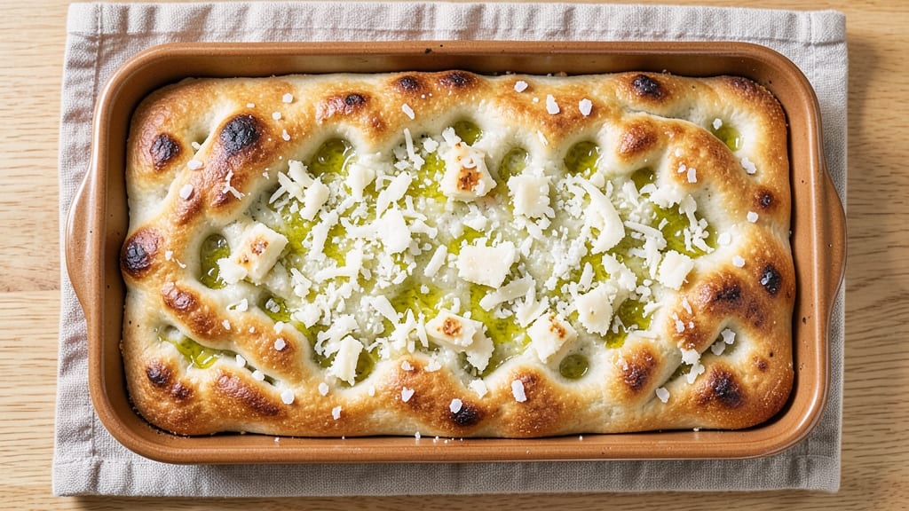 Asiago Focaccia Bread Recipe: Melty Cheese Swirls and Crusty Edges